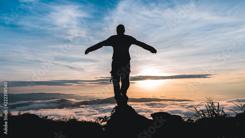 Wallpaper Mural human On the Moutain Sunrise And fog On the Moutain winter season  Torontodigital.ca