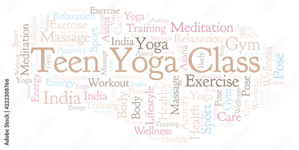 Fototapeta premium Teen Yoga Class word cloud.