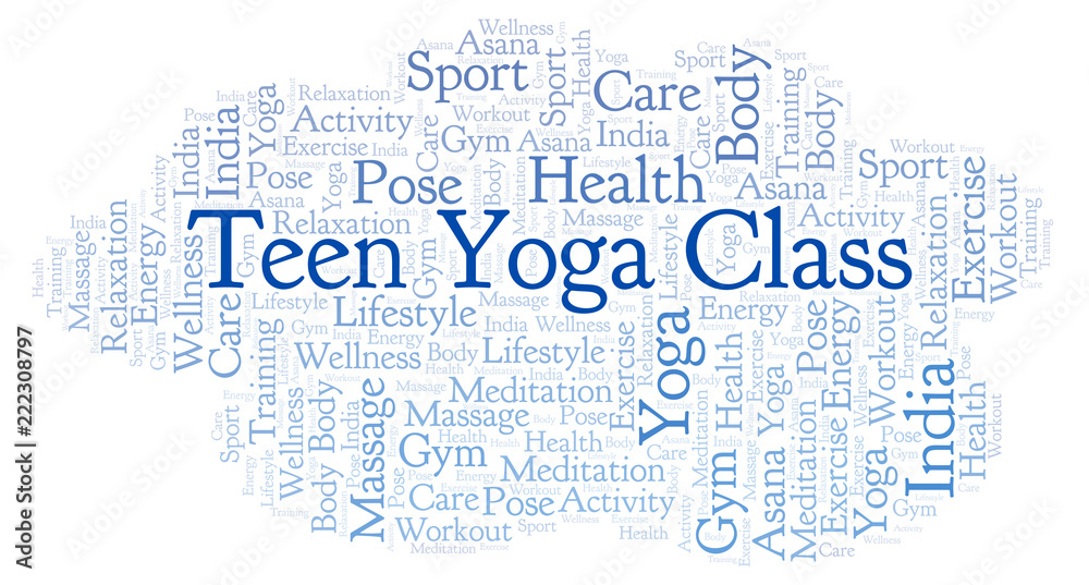 Fototapeta premium Teen Yoga Class word cloud.