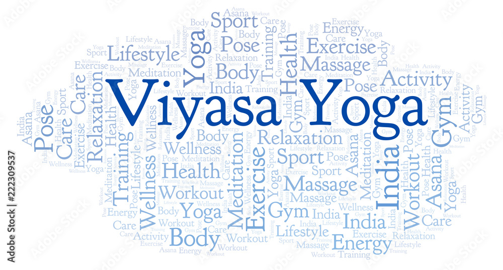 Obraz premium Viyasa Yoga word cloud.