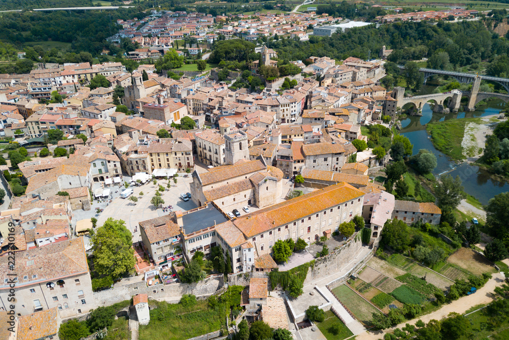 Aerial view of Besalu, Spain