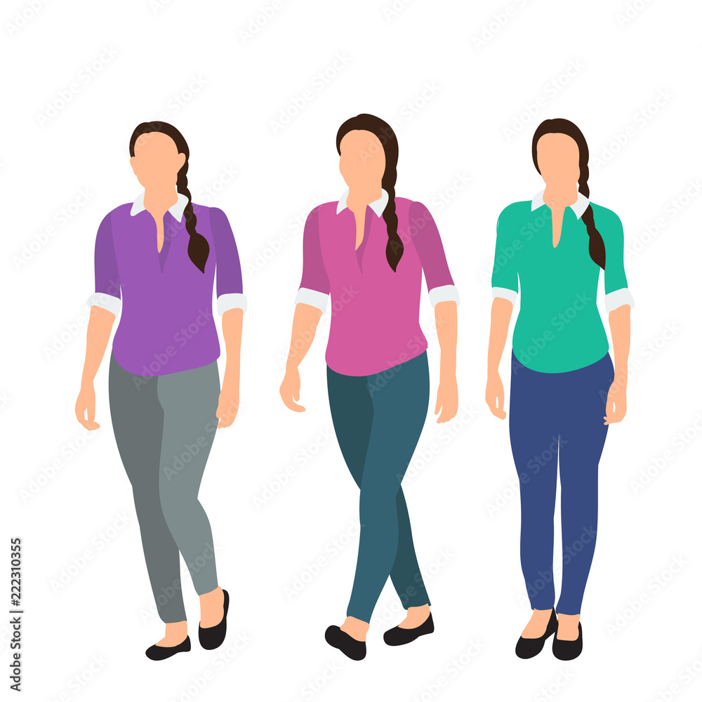isolated, flat style girls go, girlfriends isolated, flat style girls go, girlfriends