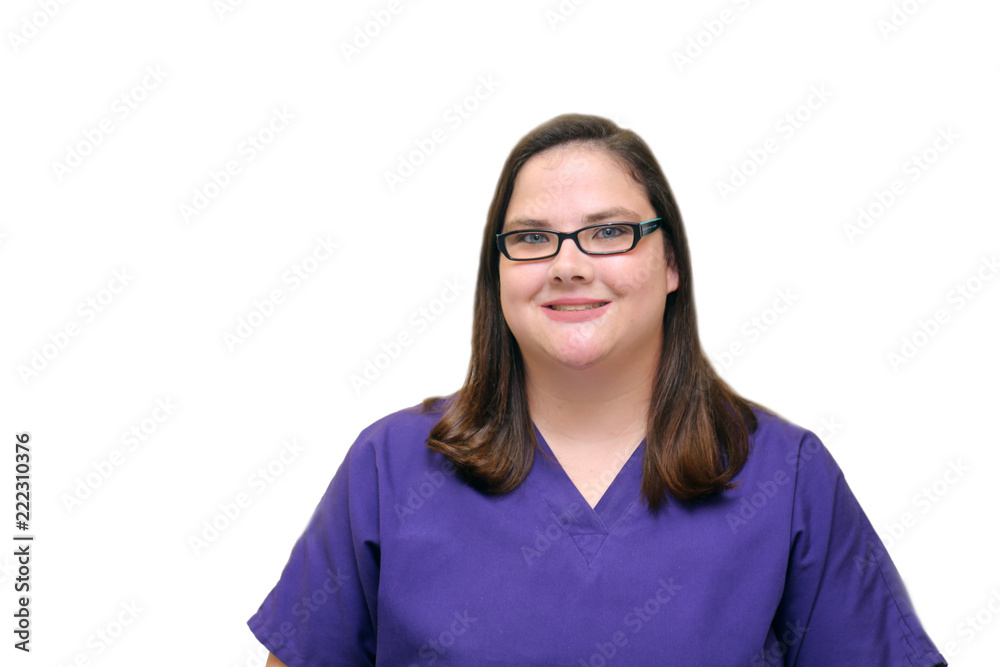 Portrait of an attractive plus sized woman, healthcare professional, woman nurse