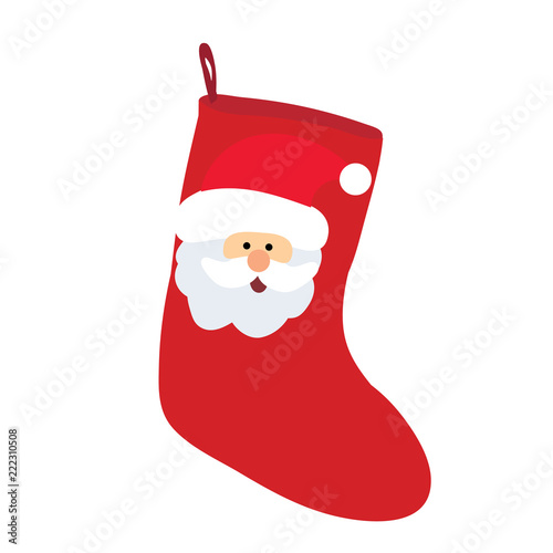  isolated, red Christmas sock with Santa