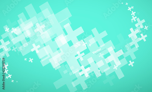 Abstract vector turquoise gradient background created with plus signs.