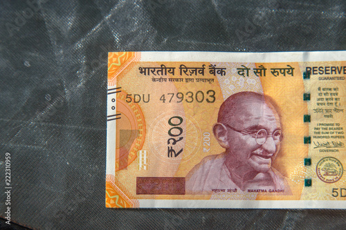 Canvas Print The brand new Indian currency bank notes of, 200 rupees banknote