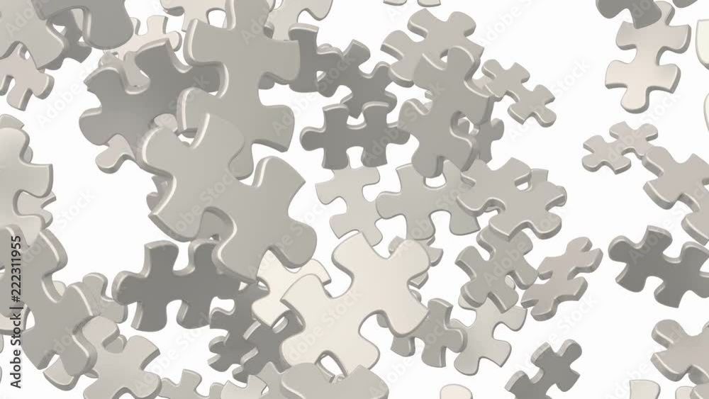 Jigsaw breaks up leaving one piece of puzzle in the middle of the screen.
Animation of puzzle pieces with alpha channel in high quality mov png format.
