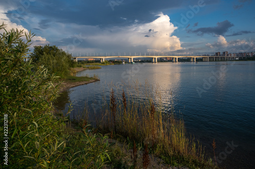 View of the Academic Bridge across the Angara River in Irkutsk