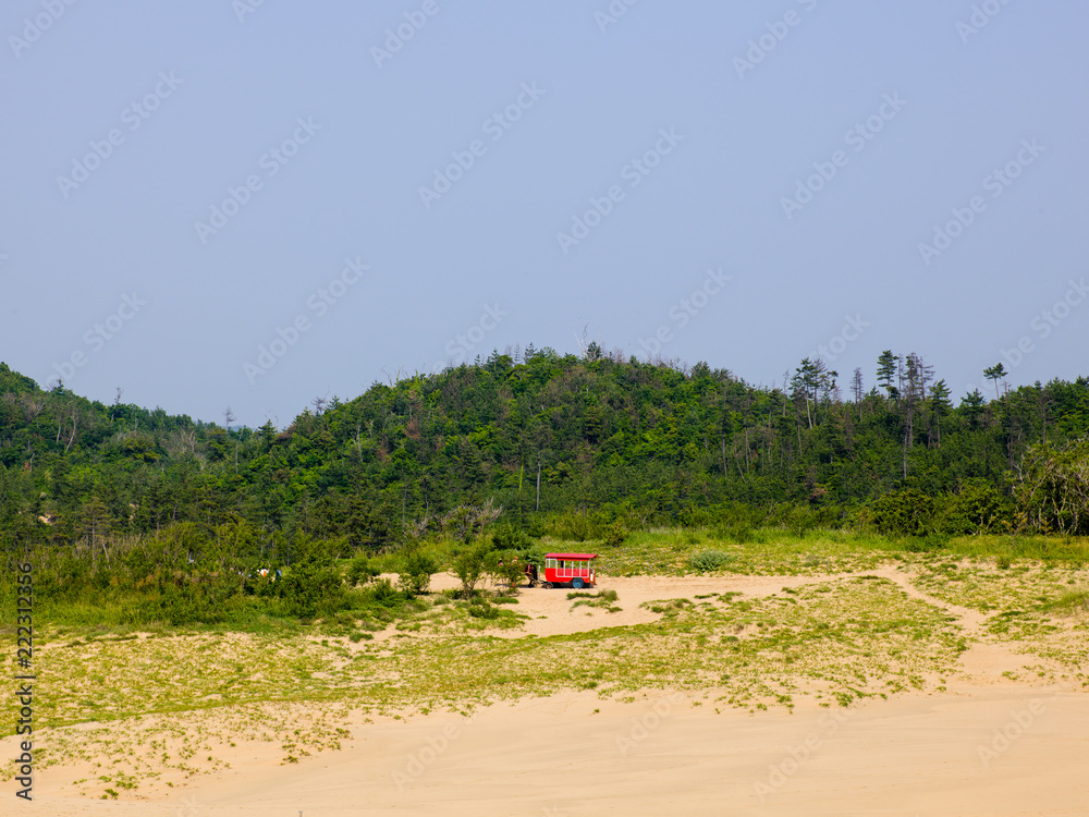 A carriage that moves through the dunes