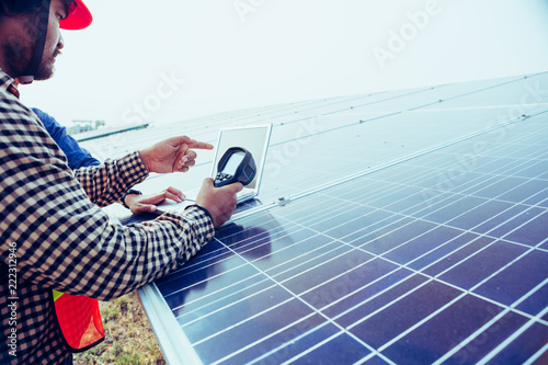 engineer working on checking equipment in solar power plant