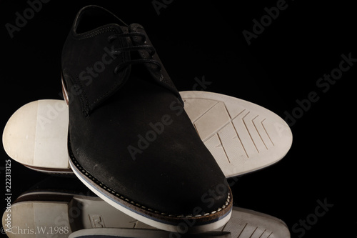 Tableau sur toile Lederschuhe Schwarz