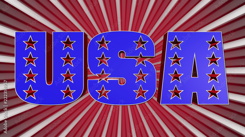 Obraz premium The Word USA In The American Flag Colors