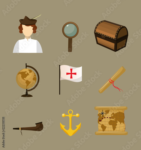 Set of columbus day icons