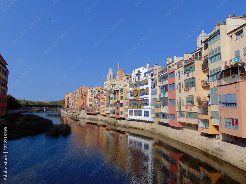 View of the city Girona and the river Onyar