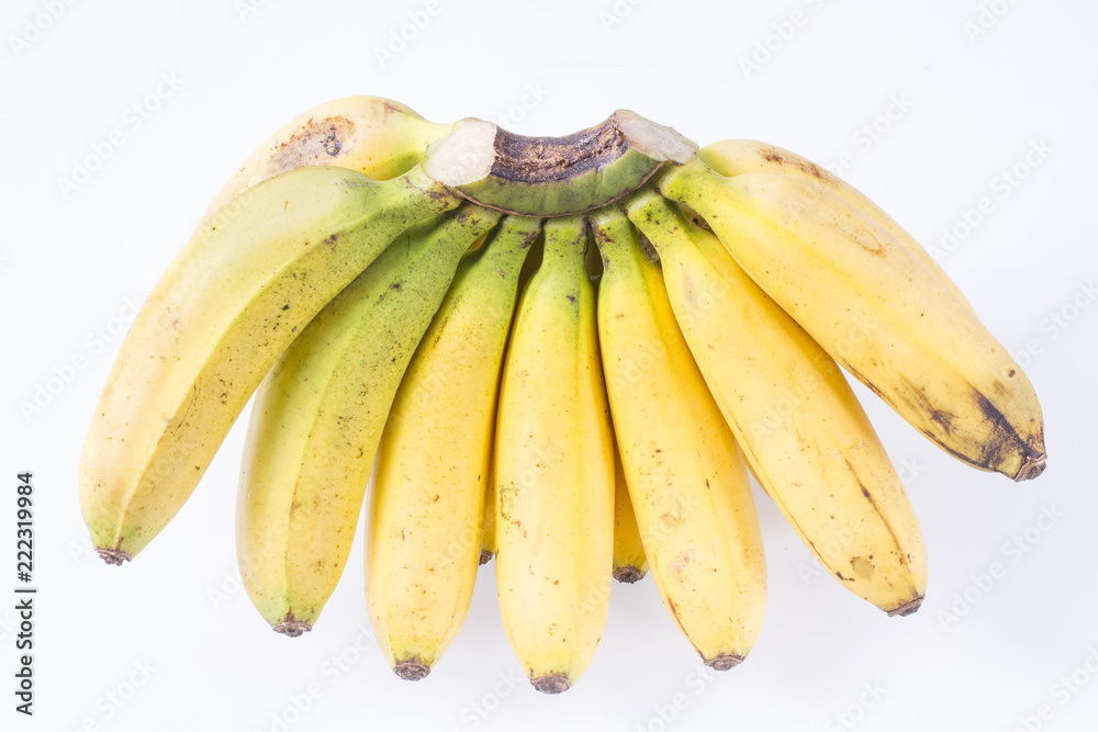 banana fruit isolated on white background (Musa × paradisiaca)
