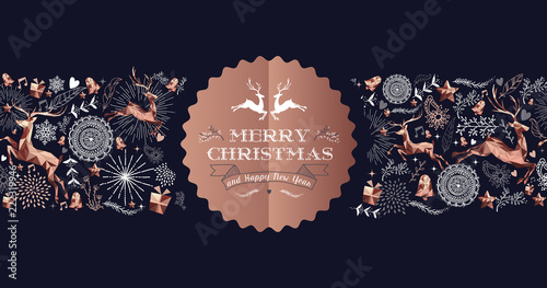 Merry Christmas copper luxury deer label card