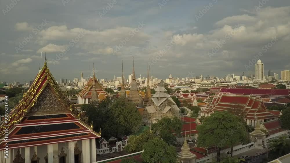 Bangkok Thailand beautiful Wat Phra Kaew temple drone views at sunset Bangkok Thailand beautiful Wat Phra Kaew temple drone views at sunset