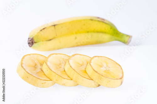 banana fruit isolated on white background (Musa × paradisiaca)