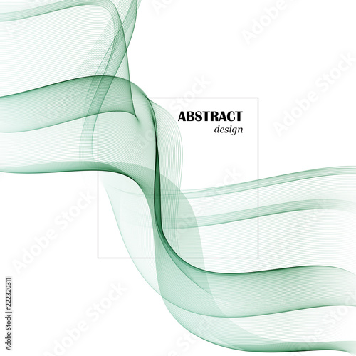 Abstract green wavy lines. Colorful vector background. smoke Transparent green wave