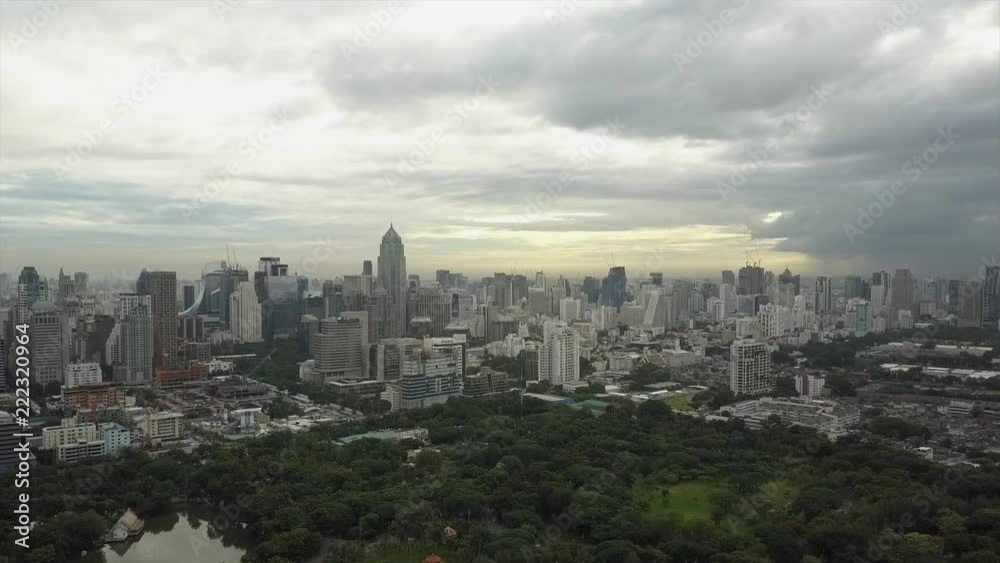 Thailand Bangkok Lumpini Park and skyline from a unique bird's eye perspective Thailand Bangkok Lumpini Park and skyline from a unique bird's eye perspective