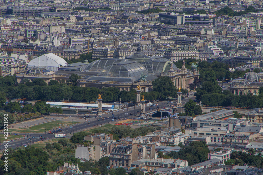 aerial view on Pont Alexander III and Grand Palais in Paris