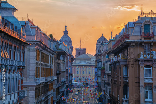 Sunset in the middle of the city , Via XX Settembre, Genoa