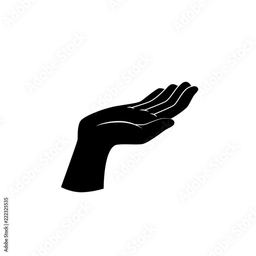 Support, beg gesture of human hand. Vector icon. 