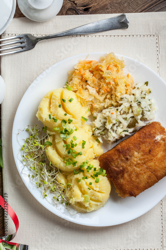 Fried fish fillet of cod.