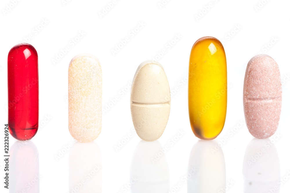 Pills on the White Background