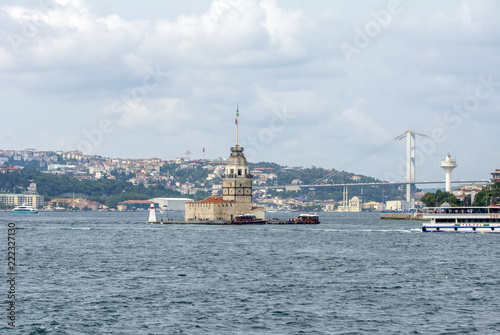  Maiden's Tower or Kiz Kulesi located in the middle of Bosporus, Istanbul  © blackdiamond67