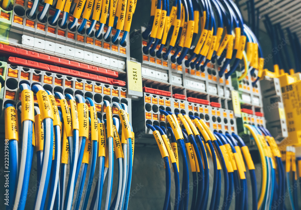 Electric cables in rack