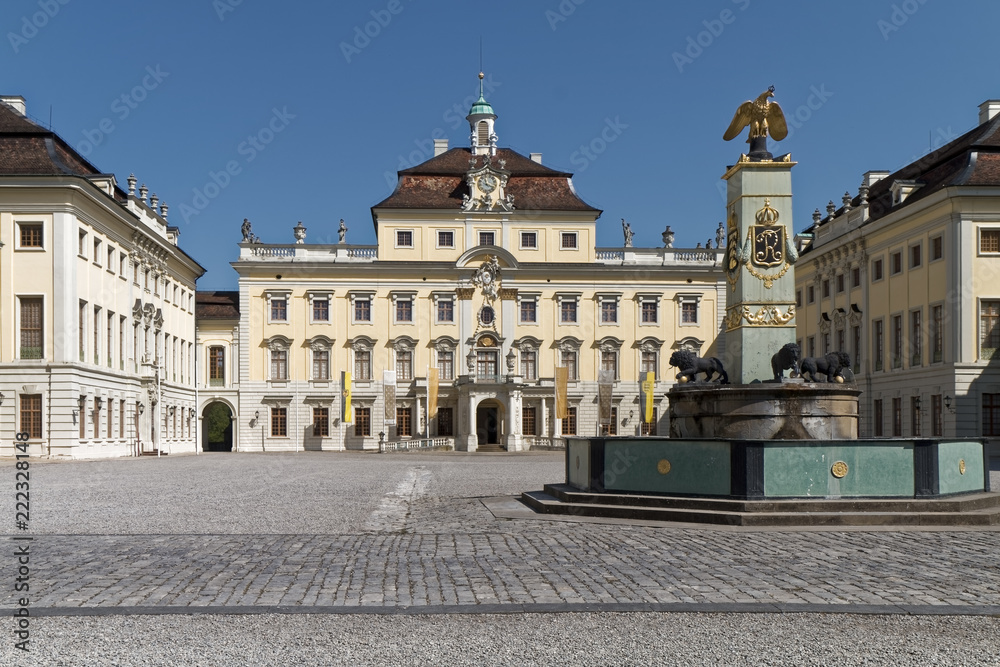 Ludwigsburg, Germany – palace courtyard with a decorative fountain.