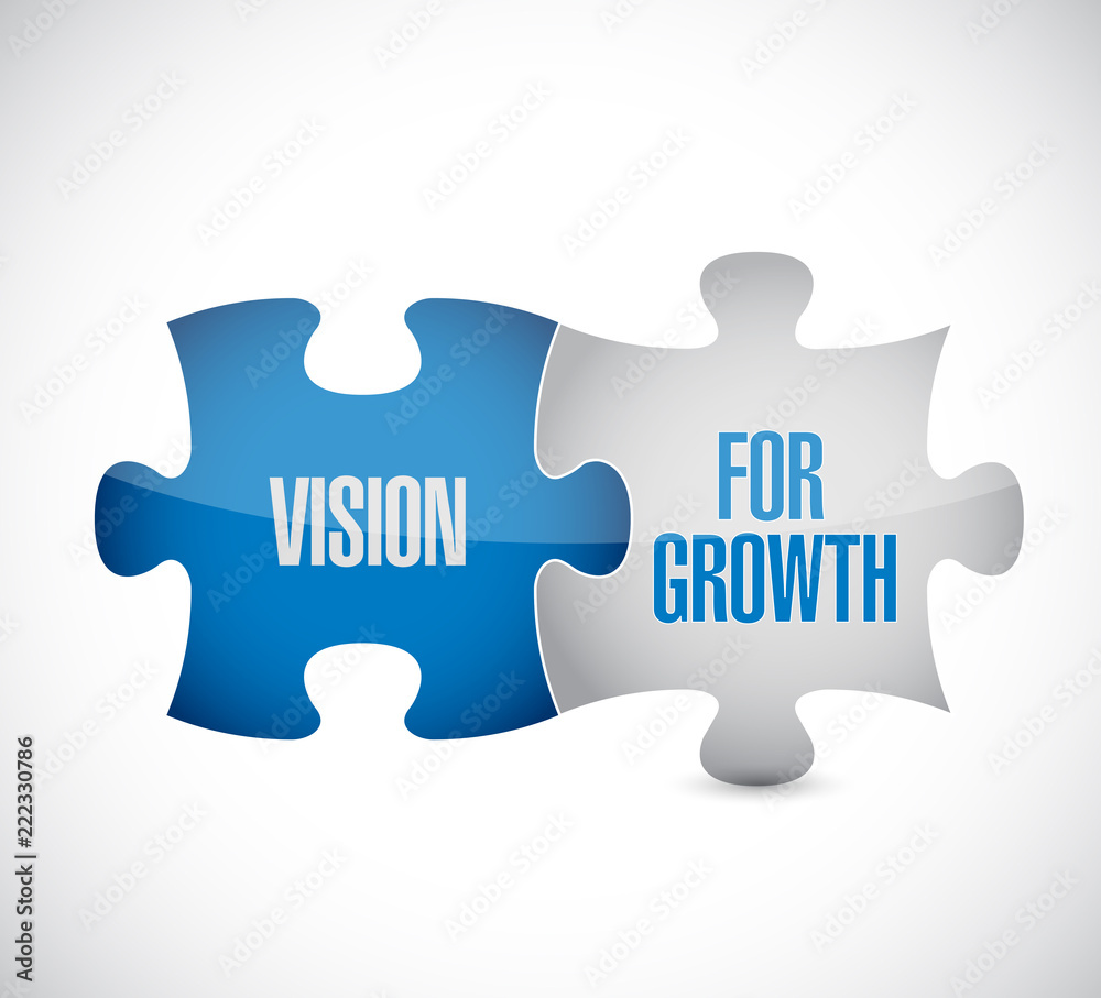 Vision for growth puzzle pieces message concept