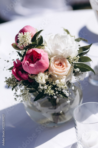 A wedding bouquet of roses.