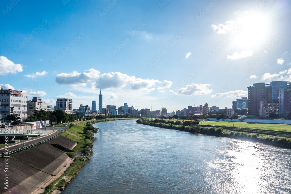 Serenity cityscape with skyscraper and river in Taipei, Taiwan. Serenity cityscape with skyscraper and river in Taipei, Taiwan.