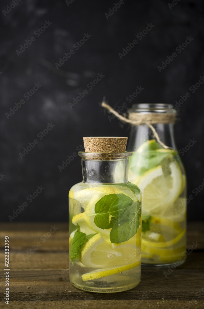 Cold lemonade on black background Cold lemonade on black background