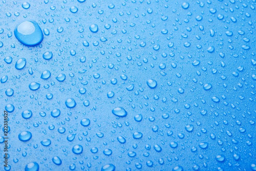 water drops on blue background