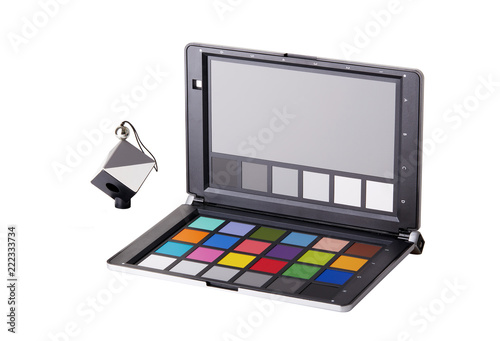color checker equipment of professional photographer  isolated on white bakground