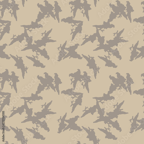 UFO military camouflage seamless pattern in different shades of beige and brown colors