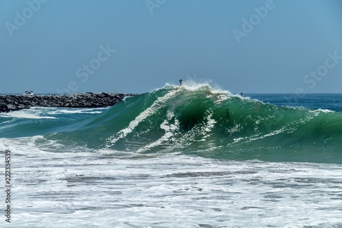 Large wave crashing at The Wedge in Newport Beach
