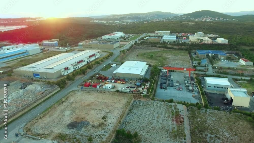 Industrial warehouse from above. Industrial Facility in Croatia, European Union. Industrial warehouse from above. Industrial Facility in Croatia, European Union.