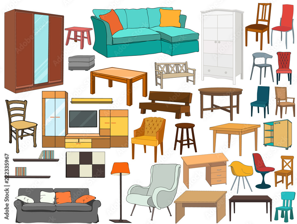 vector, isolated set of furniture vector, isolated set of furniture