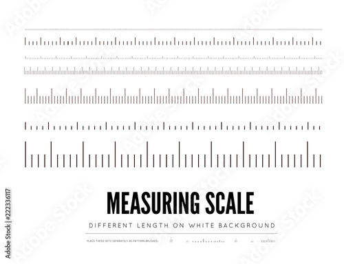 Measuring rulers of different scale, length and shape. Vector elements