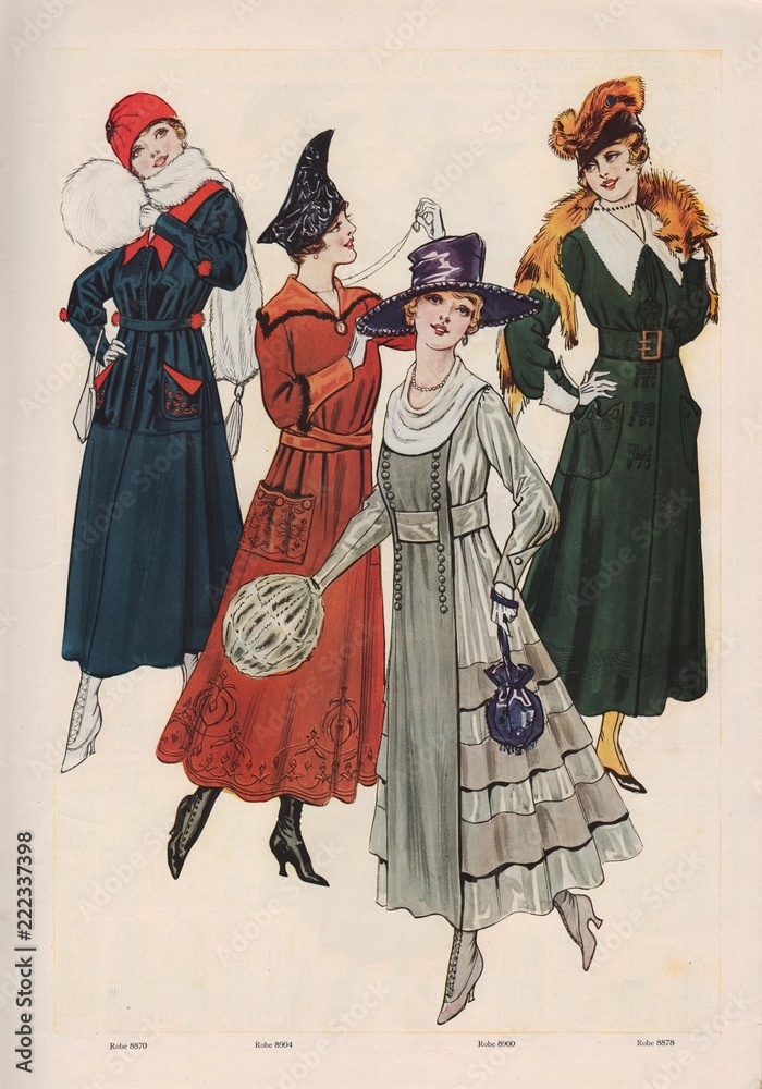 Gravure Le miroir des modes de janvier 1917 N°1b