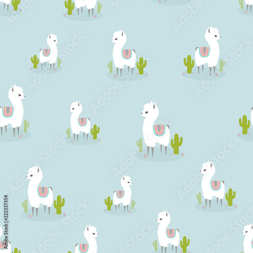 seamless pattern with lovely llama