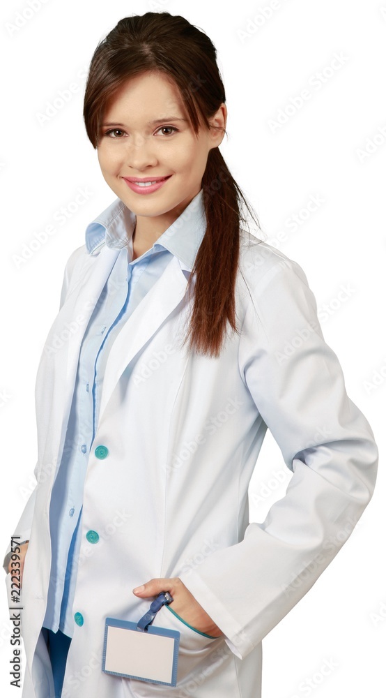 Woman Doctor with Hands in Pockets - Isolated Woman Doctor with Hands in Pockets - Isolated