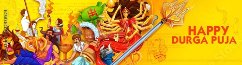 Goddess Durga in Happy Dussehra Navratri background