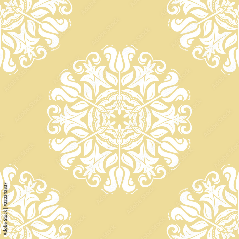 Classic seamless white attern. Traditional orient ornament. Classic vintage background