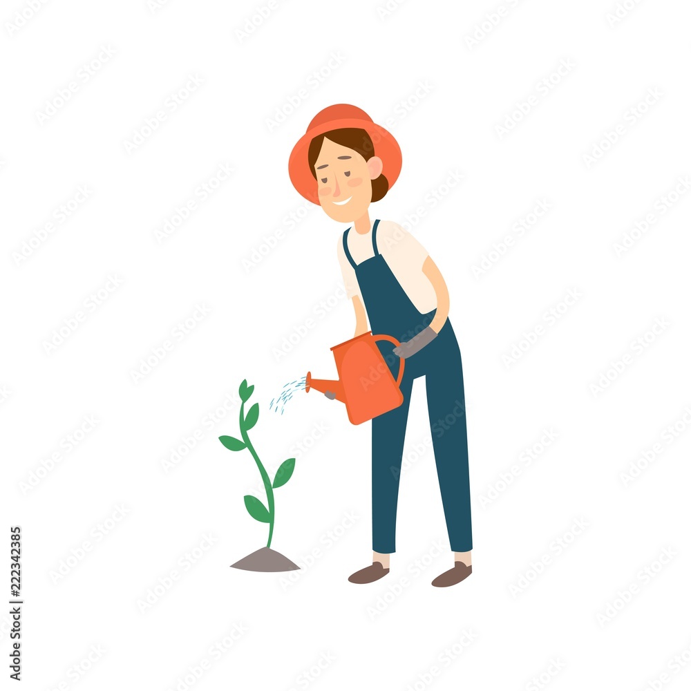 Farmer is watering the crop. Flat design farmers set illustration vector. Farmer is watering the crop. Flat design farmers set illustration vector.