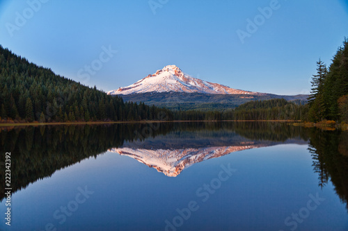 Mt Hood reflecting in Trillium Lake, Oregon photo